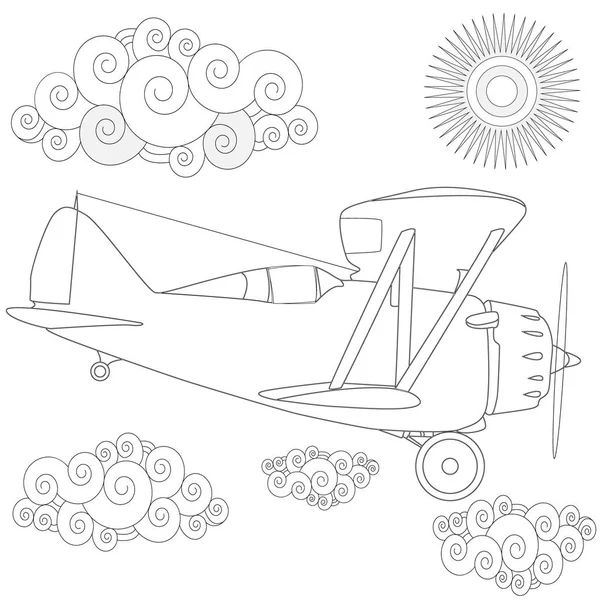 Plaine Coloring Image Air Plane Sky Vector Illustration — Stock Vector