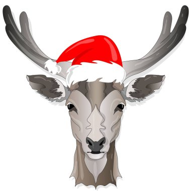 Stilize geyik baş vektör illüstrasyon izole. Xmas. Yeni yıl.