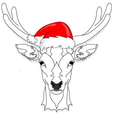 Stilize geyik baş vektör illüstrasyon izole. Xmas. Yeni yıl.