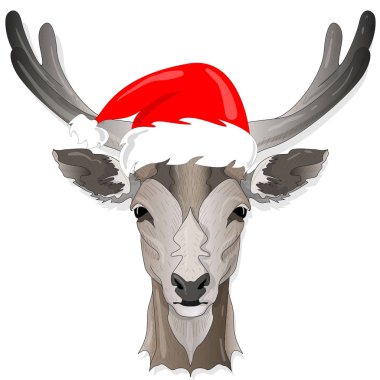 Stilize geyik baş vektör illüstrasyon izole. Xmas. Yeni yıl.
