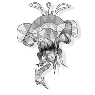 Fantezi çiçek vektör illüstrasyon izole ayarla. Köşeli tasarım.