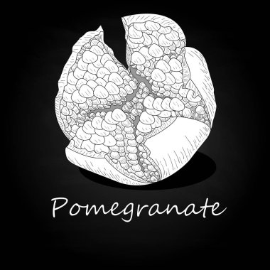 Nar el vektör illüstrasyon izole siyah arka plan üzerine boğulmak. Tek renkli.