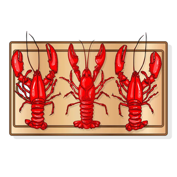 Crayfish Set Dish Vector Illustration White Background - Stok Vektor