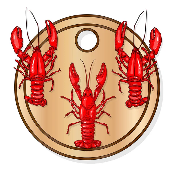 Crayfish Definido Ilustração Vetorial Prato Fundo Branco —  Vetores de Stock