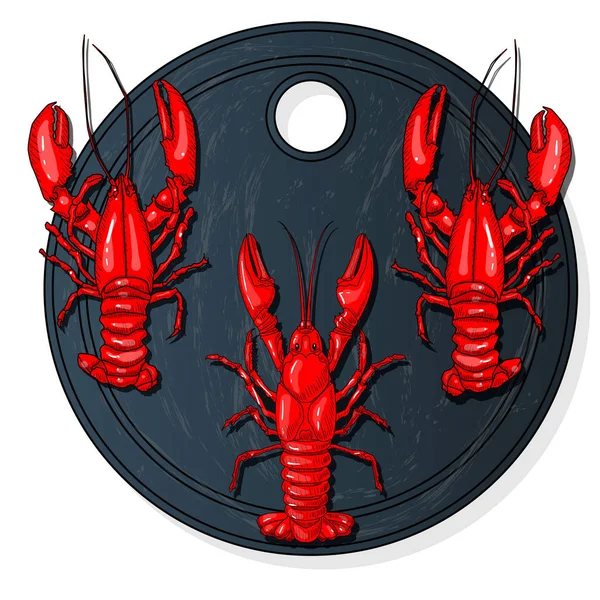 Crayfish Definido Ilustração Vetorial Prato Fundo Branco — Vetor de Stock