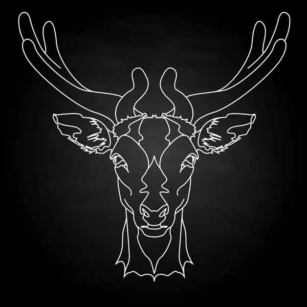在黑色背景查出的风格化鹿头向量单色例证 — 图库矢量图片