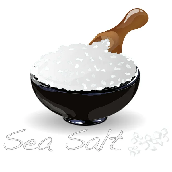 Sel Mer Dans Bol Céramique Pour Cuisine Spa Isolé — Photo