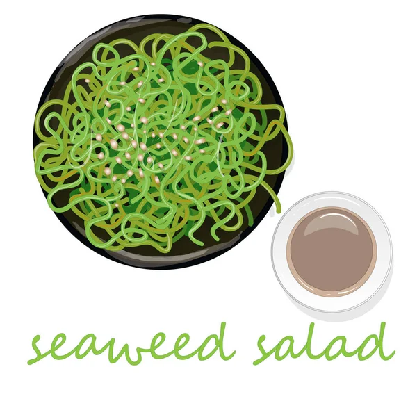 Traditional Japanese Chuka Seaweed Salad Illustration Isolated White — Stock Photo, Image