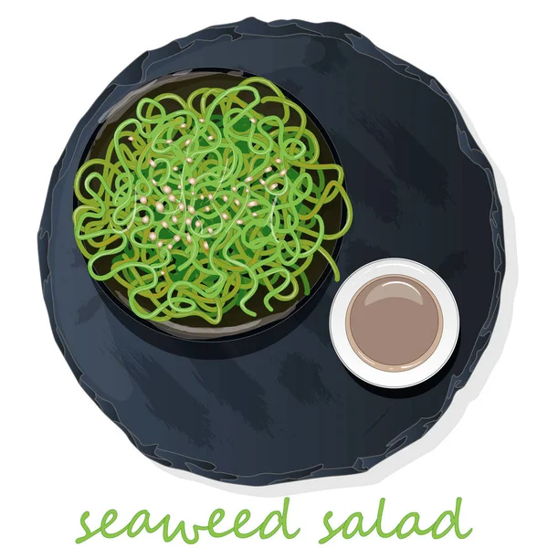 Sushi Seaweed Salad Slate Table Vector Illustration Isolated — Stock Photo, Image