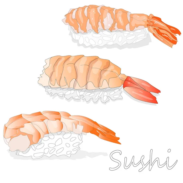 Ilustrasi Sushi Nigiri Pada Latar Belakang Putih Terisolasi — Stok Foto