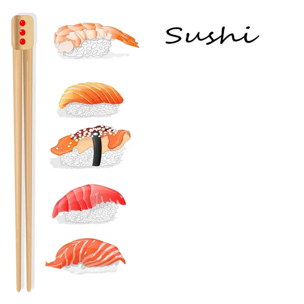 Nigiri Sushi Illustration Vit Bakgrund Isolerade — Stockfoto