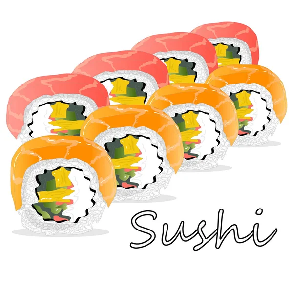 Philadelphia Sushi Tekercs Lazac Tigrisrák Avokádó Krém Sajt Illusztrációja Sushi — Stock Fotó