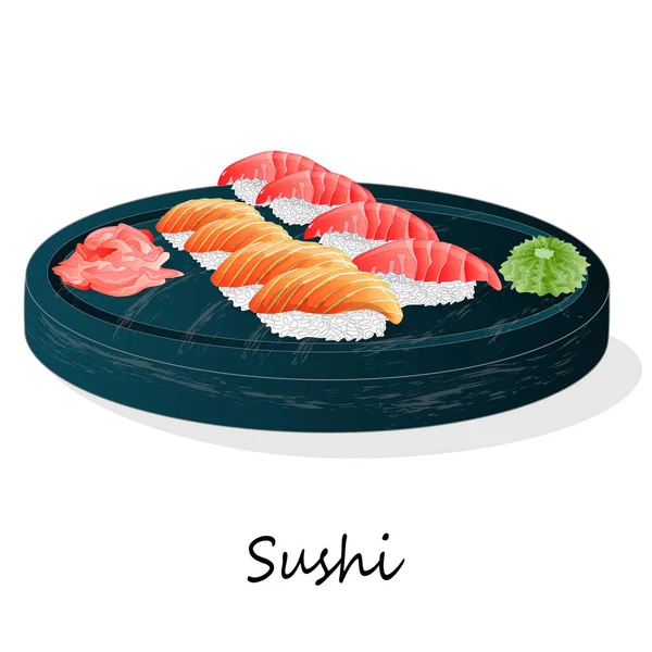 Illustration Von Rollsushi Mit Lachs Garnelen Avocado Frischkäse Sushi Menü — Stockfoto