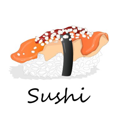 Nigiri suşi illüstrasyon izole beyaz bir arka plan üzerinde