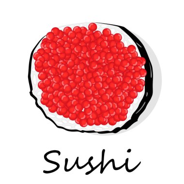 Suşi illüstrasyon izole beyaz bir arka plan üzerinde