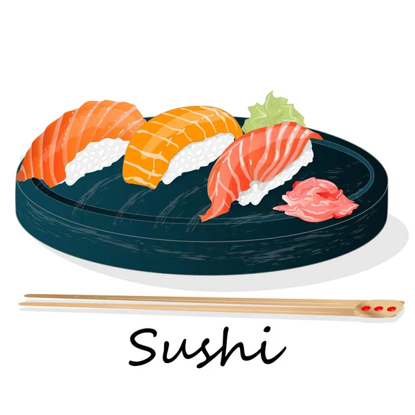 Ilustracja Roll Sushi Łososiem Krewetka Awokado Śmietana Ser Sushi Menu — Zdjęcie stockowe