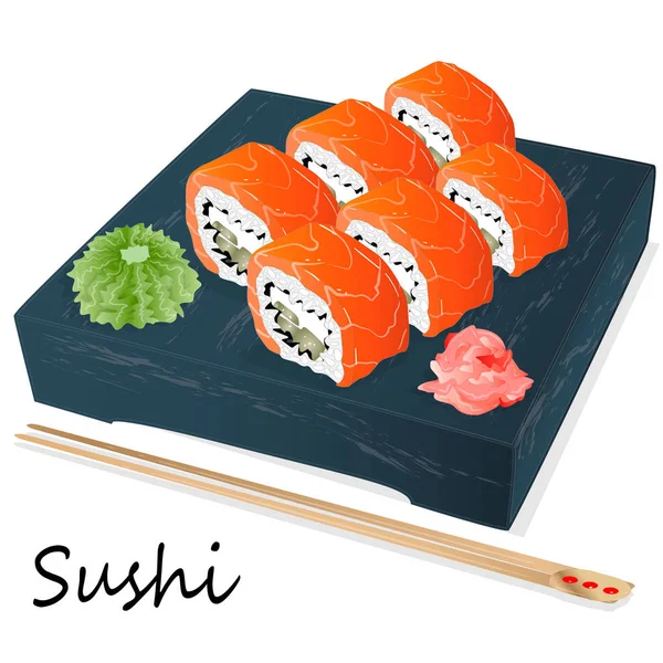 Illustration Roll Sushi Salmon Prawn Avocado Cream Cheese Sushi Menu — Stock Photo, Image