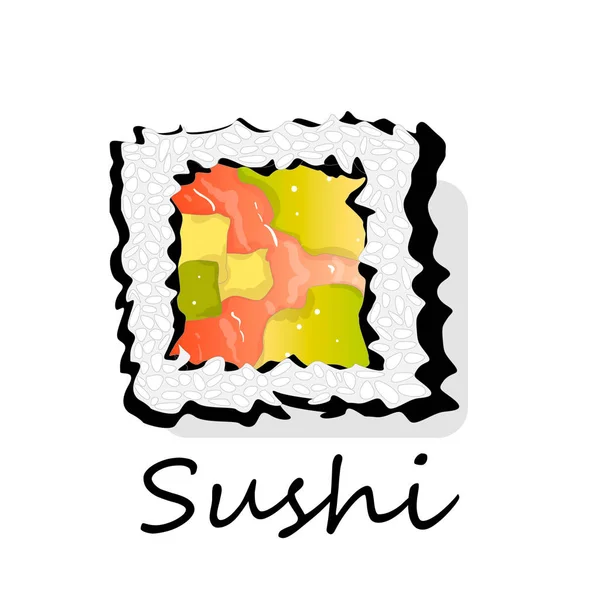 Illustration Sushi Sur Fond Blanc Isolé — Photo