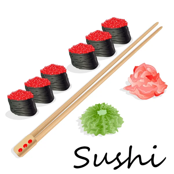 Ilustrație Sushi Roll Somon Creveți Avocado Brânză Cremă Meniu Sushi — Fotografie, imagine de stoc