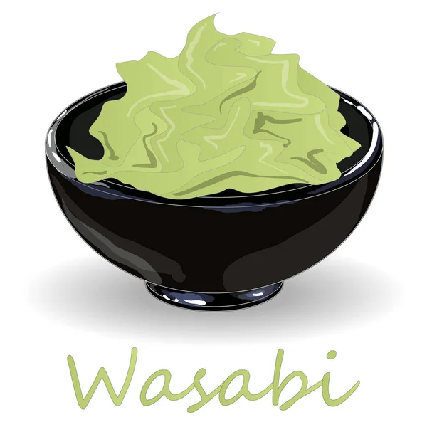 Wasabi Japonês Rábano Copo Preto Ilustração Branco Bacground — Fotografia de Stock