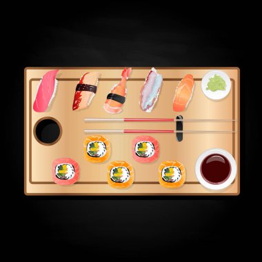 Nigiri şşş SETI illüstrasyon izole. Üstten görünüm.