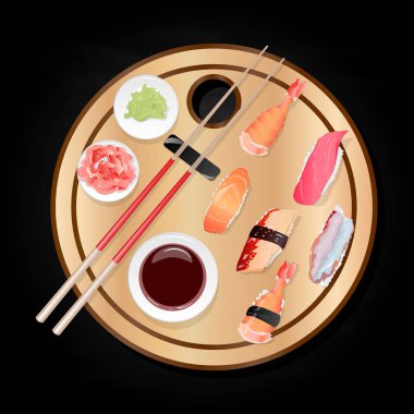 Nigiri şşş SETI illüstrasyon izole. Üstten görünüm.