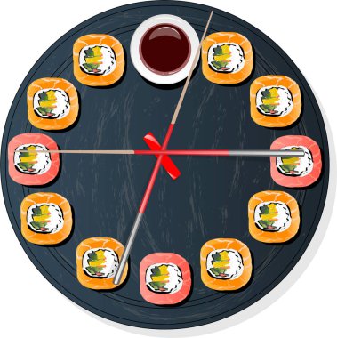 Nigiri şşş SETI illüstrasyon izole. Üstten görünüm.