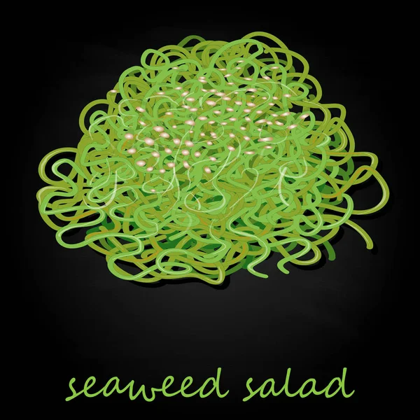 Traditional Japanese Chuka Seaweed Salad Illustration Isolated Black — Stock Photo, Image
