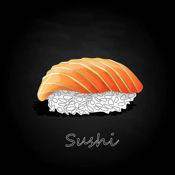 Nigiri Sushi Illusztráció Sötét Háttér Előtt Elszigetelt — Stock Fotó