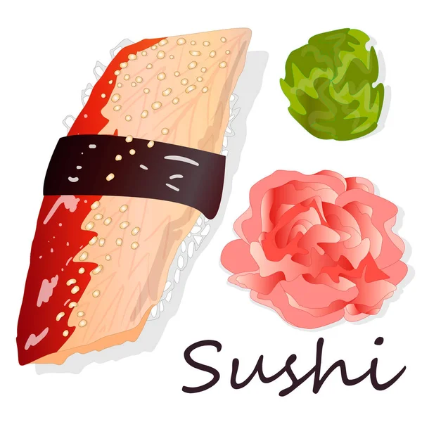 Sushi Asetettu Eristetty Valkoinen Yläkuva — kuvapankkivalokuva