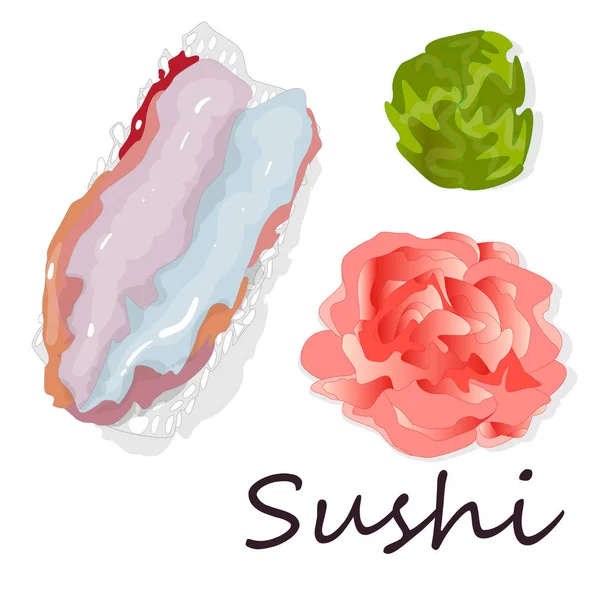 Set Sushi Isolato Bianco Vista Dall Alto — Foto Stock
