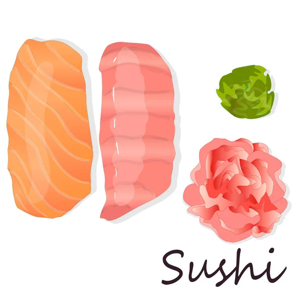 寿司セット白で隔離 トップ ビュー — ストック写真