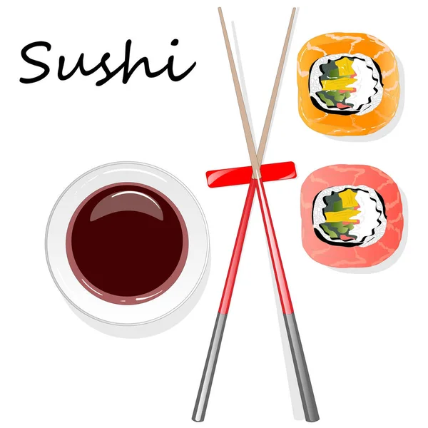 Illustrazione Nigiri Sushi Sfondo Scuro Isolato Vista Dall Alto — Foto Stock
