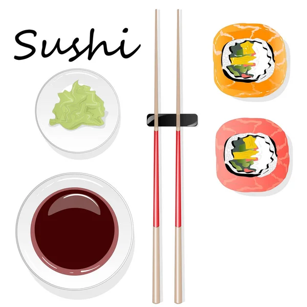 Nigiri Sushi Illustration Mörk Bakgrund Isolerade Ovanifrån — Stockfoto
