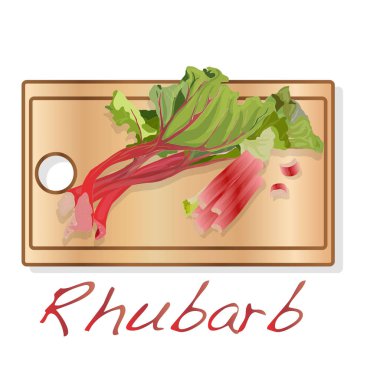 Taze ravent. Ahşap masa izole ravent leavs. İllüstrasyon.