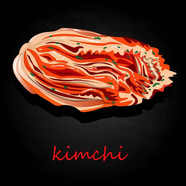 Kimchi Comida Tradicional Coreana Ilustração Preto — Fotografia de Stock