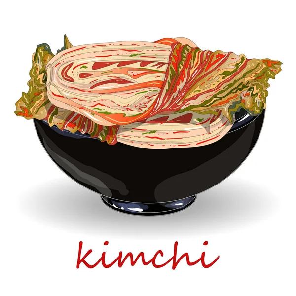 Kimchi Perinteistä Korealaista Ruokaa Kuvitus Valkoisella — kuvapankkivalokuva