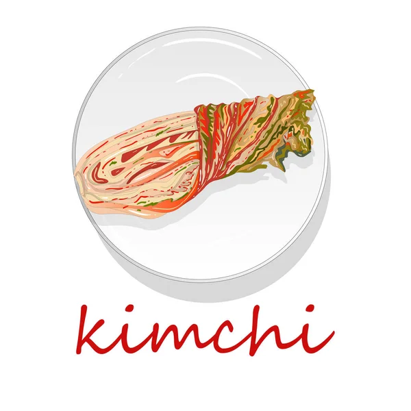Kimchi Comida Tradicional Coreana Ilustração Sobre Branco — Fotografia de Stock