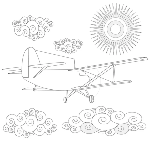 Zwykły Kolorowanie Obrazu Samolot Niebie Ilustracja — Zdjęcie stockowe