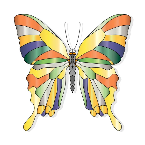 Mariposa Dibujada Mano Para Diseño Camiseta Tatuaje Libro Para Colorear — Vector de stock