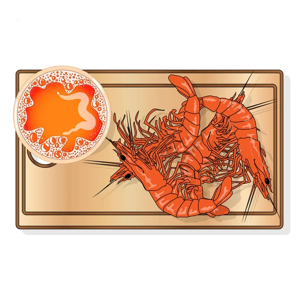Segelas Bir Dengan Ilustrasi Vektor Lobster Terisolasi Piring Latar Belakang - Stok Vektor