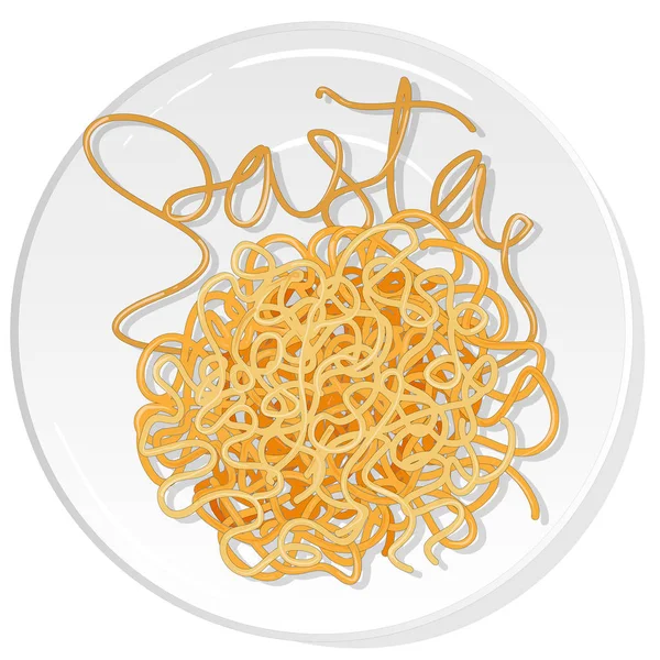Pasta Spaghetti Plate Vector Illustration Set Isolated White Background — Stock Vector