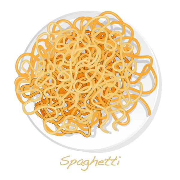 Nudeln Spaghetti Auf Platte Vektor Illustration Set Isoliert Weißer Hintergrund — Stockvektor