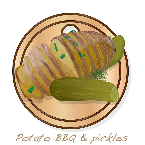 Potato Bbq Vector Illustration Set Isolated White Background — Stock Vector