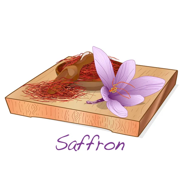 Fleur Safran Sur Illustration Plat Vecteur Isolé — Image vectorielle