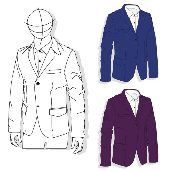 Set illustrazione giacca uomo vettoriale. Collezione vestiti moda . — Vettoriale Stock