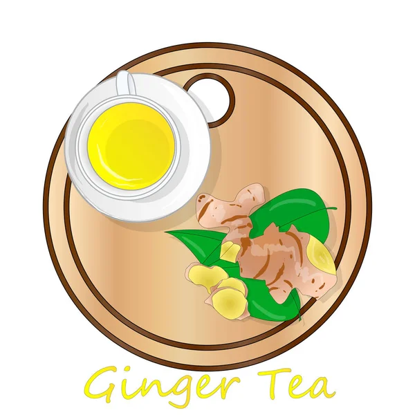Illustration vectorielle du thé au gingembre vue isolée . — Image vectorielle