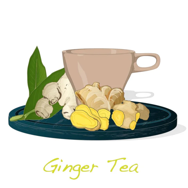 Εικόνα διάνυσμα τσάι τζίντζερ απομονωμένη σύνολο λευκό φόντο. — Διανυσματικό Αρχείο