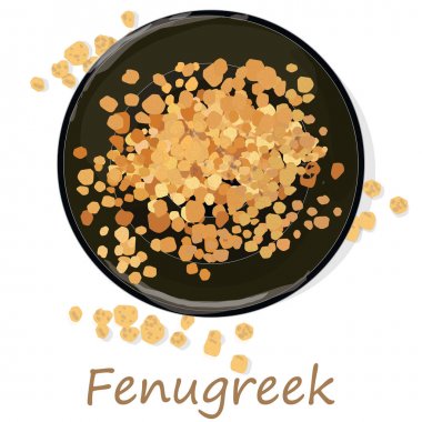 Methi, beyaz arka plan üzerinde çemen tohumu vektör illüstrasyon. 