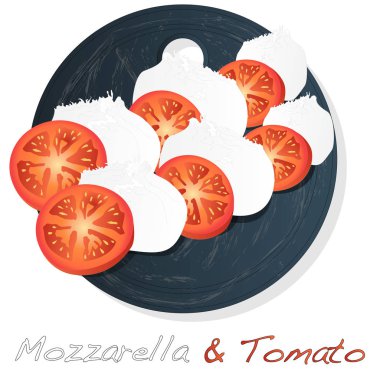 Mozzarella vektör illüstrasyon, kiraz domates - malzemeler